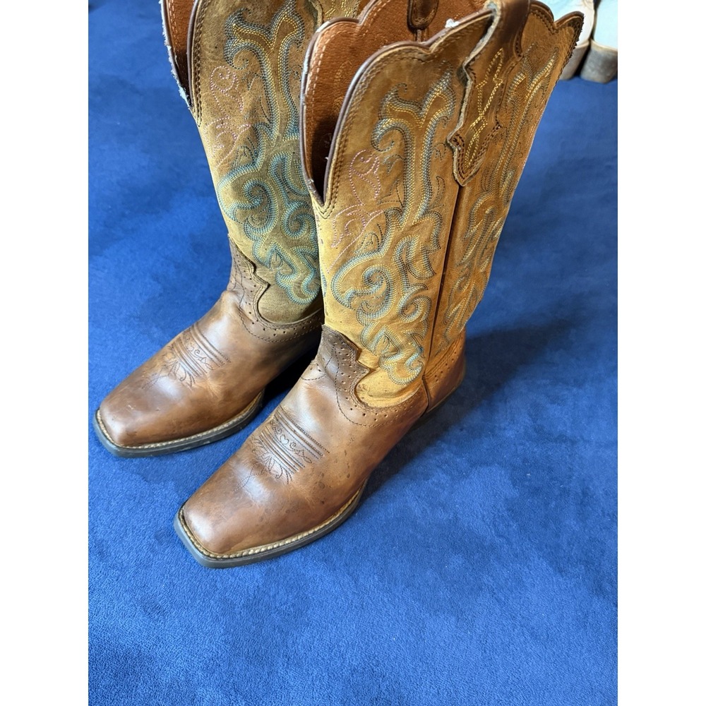 Justin Boots L2552 Womens 9B Western Cowgirl Leather Boots Rodeo Brown